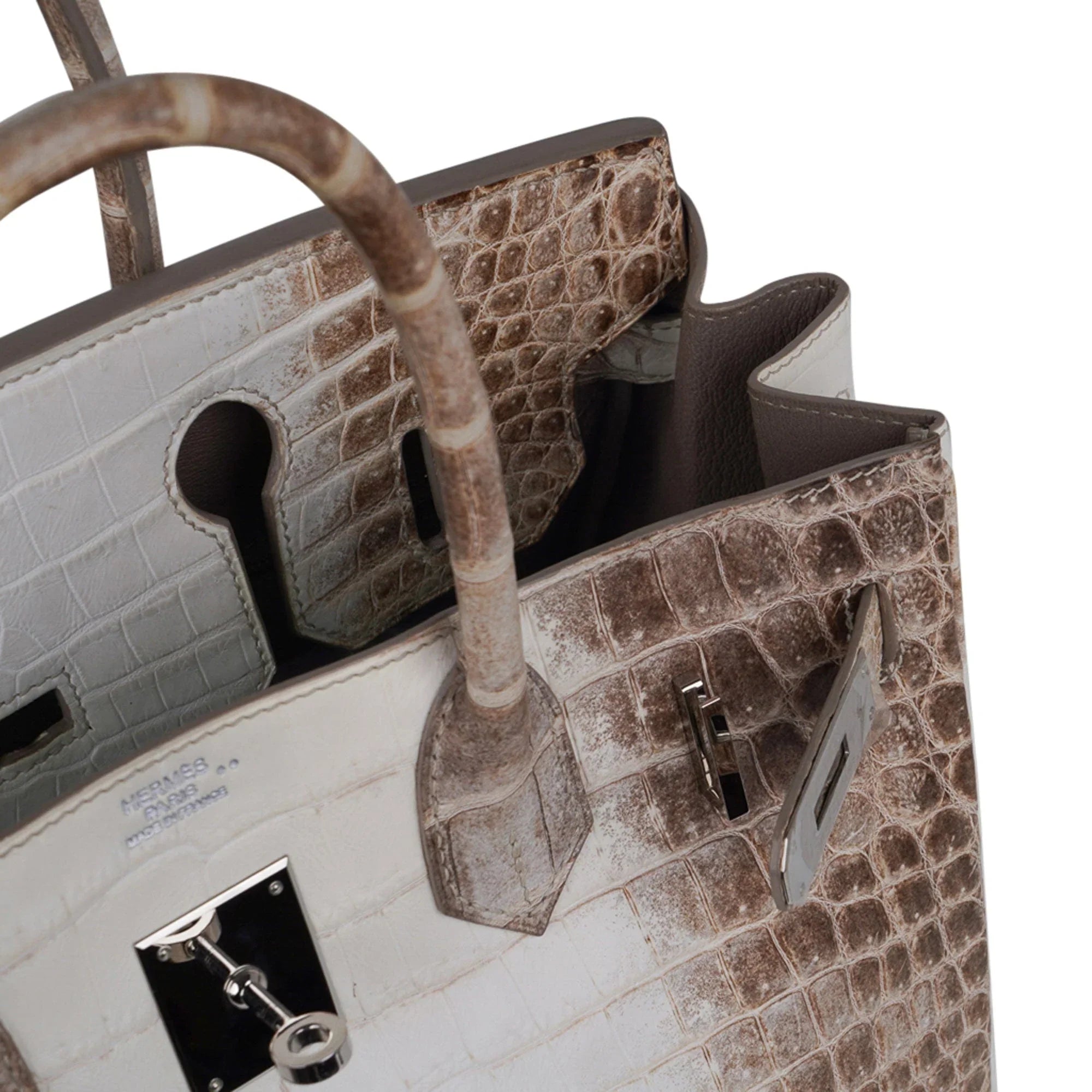 Birkin 30 Bag Himalaya Blanc Crocodile Palladium Hardware