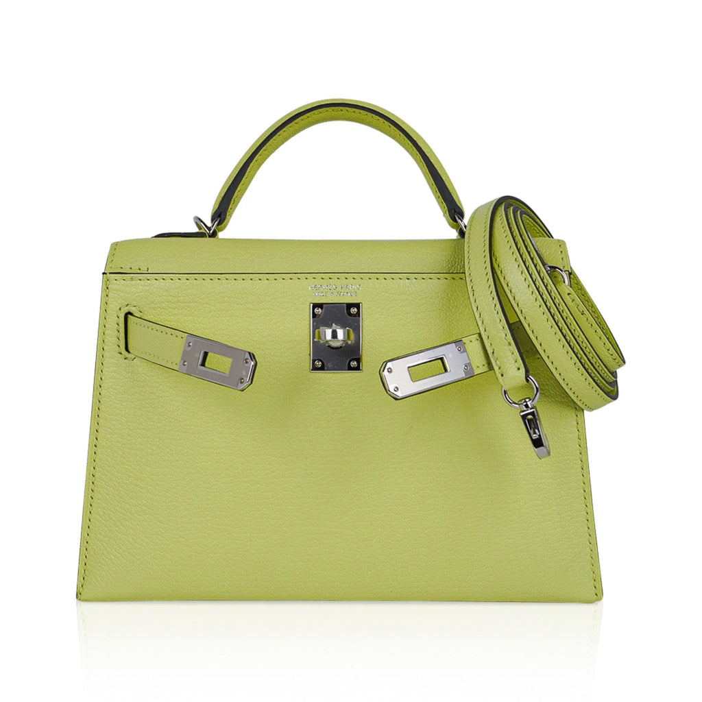 Mini Kelly 20 Bag Sellier Jaune Bourgeon Chevre Leather with Palladium Hardware