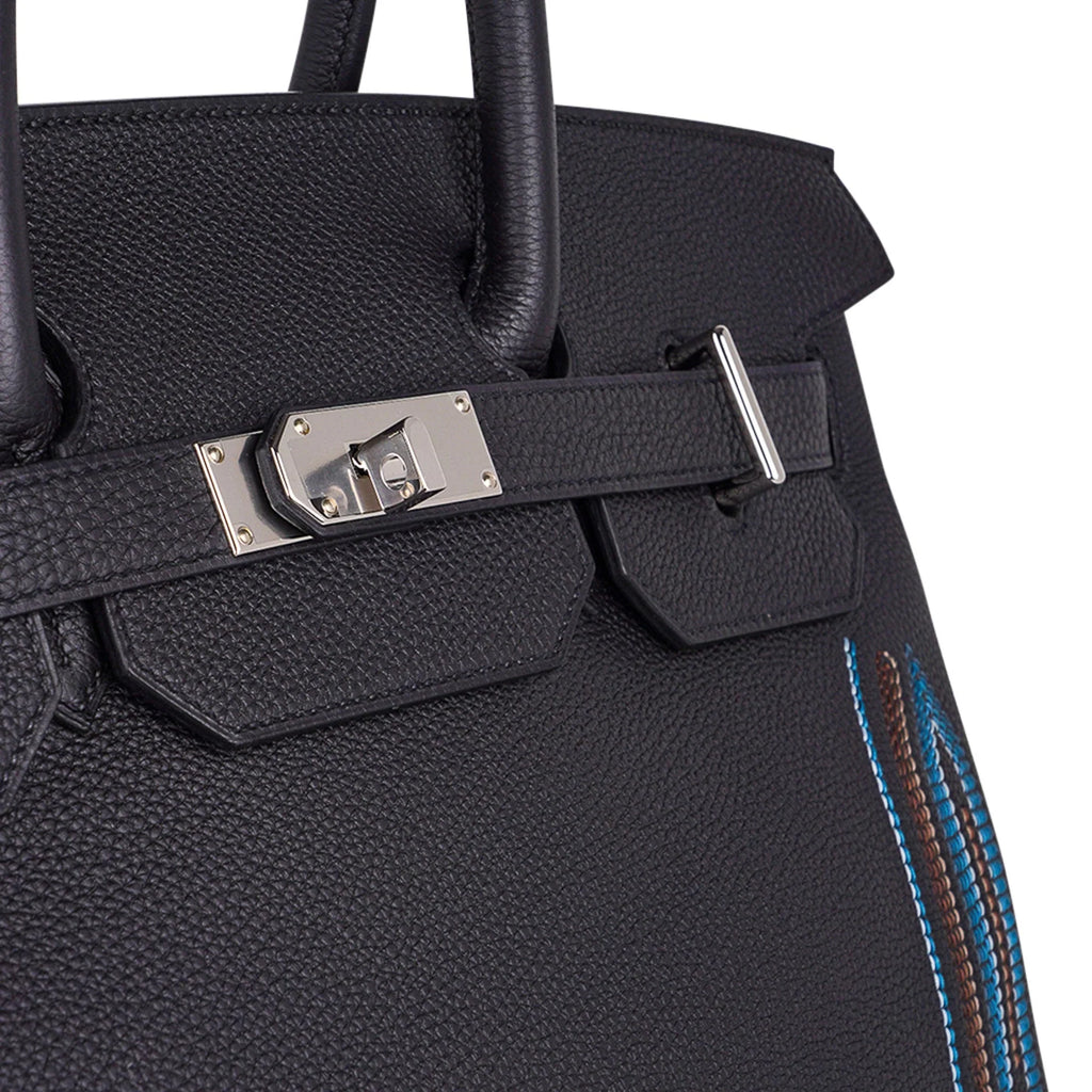 Limited Edition HAC Western Birkin 40 Bag Runway Embroidered Black Togo Leather with Palladium Hardware