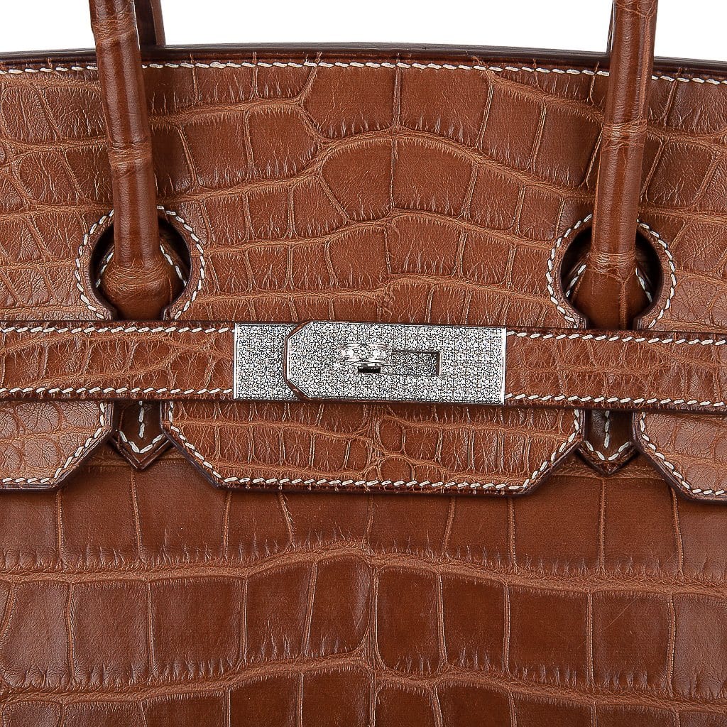 Diamond Birkin 35 Bag Fauve Barenia Matte Alligator Rare