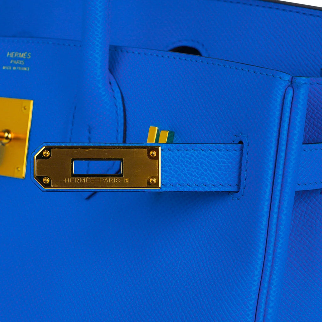 Birkin 30 Bag Bleu Frida Epsom Gold Hardware New w/ Box