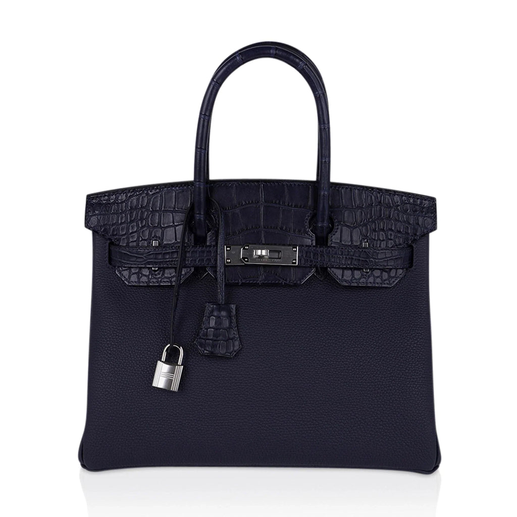 Birkin 30 Touch Blue Indigo Matte Alligator Bag Palladium Hardware