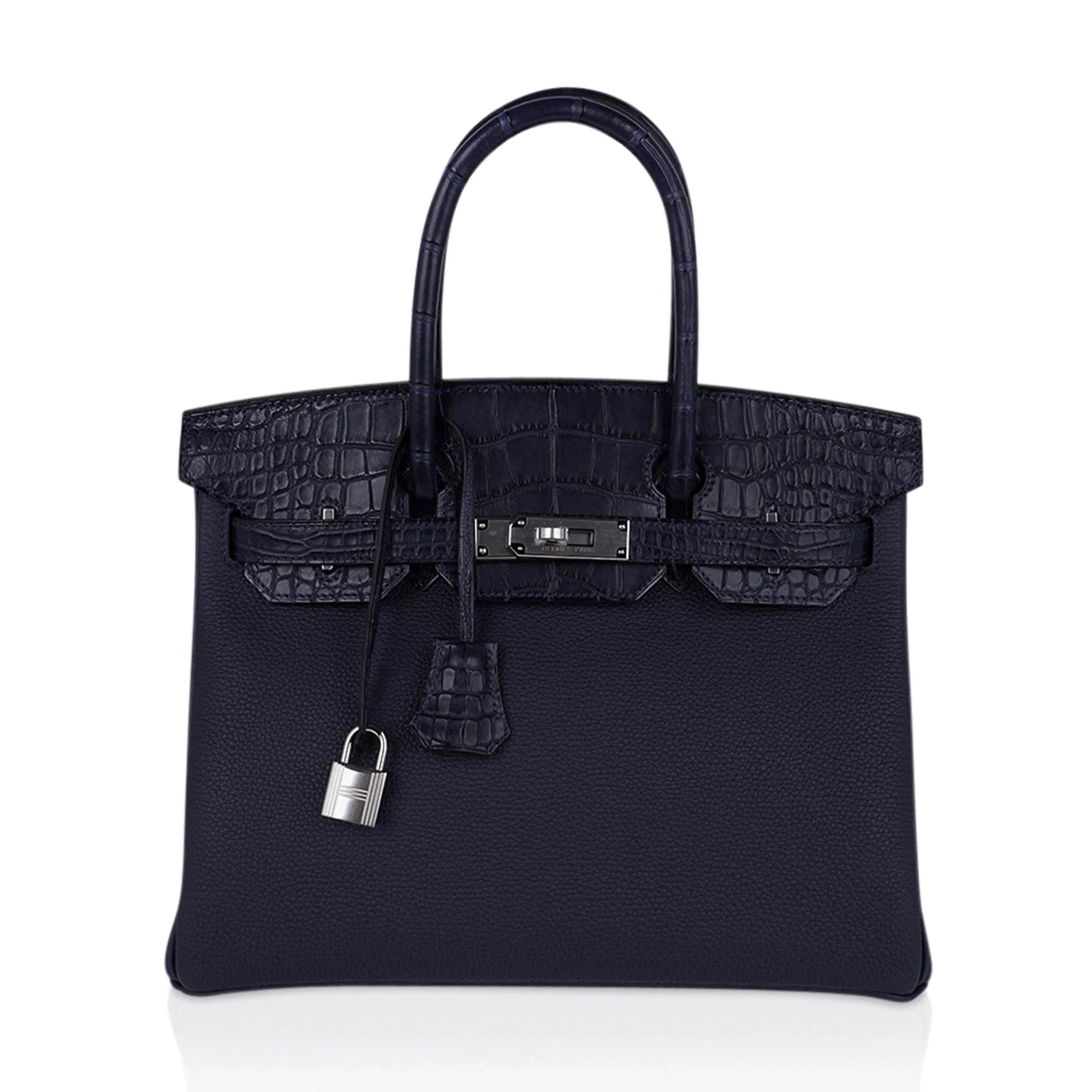 Birkin 30 Touch Blue Indigo Matte Alligator Bag Palladium Hardware