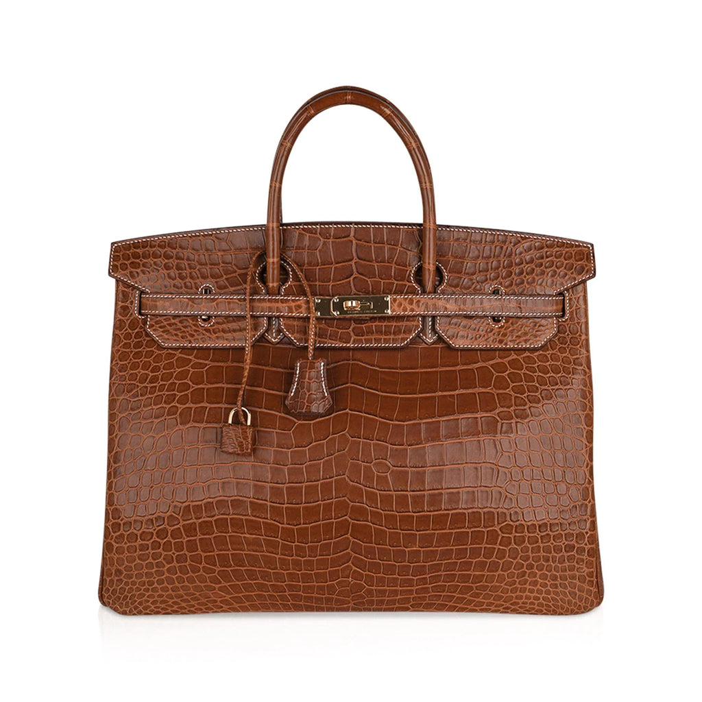 Birkin 40 Bag Rare Fauve Matte Porosus Crocodile Gold Hardware