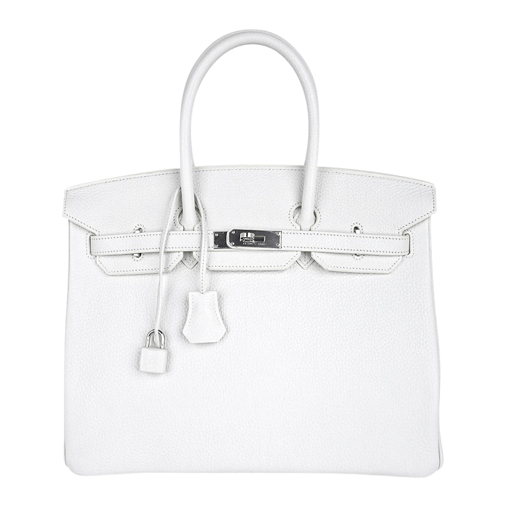 Birkin 35 Bag White Clemence Leather with Palladium Hardware