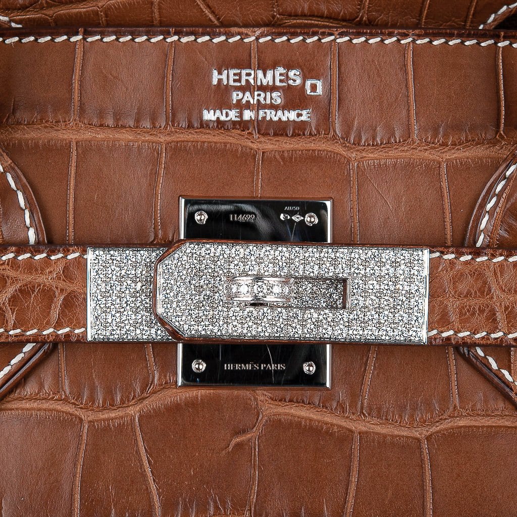 Diamond Birkin 35 Bag Fauve Barenia Matte Alligator Rare