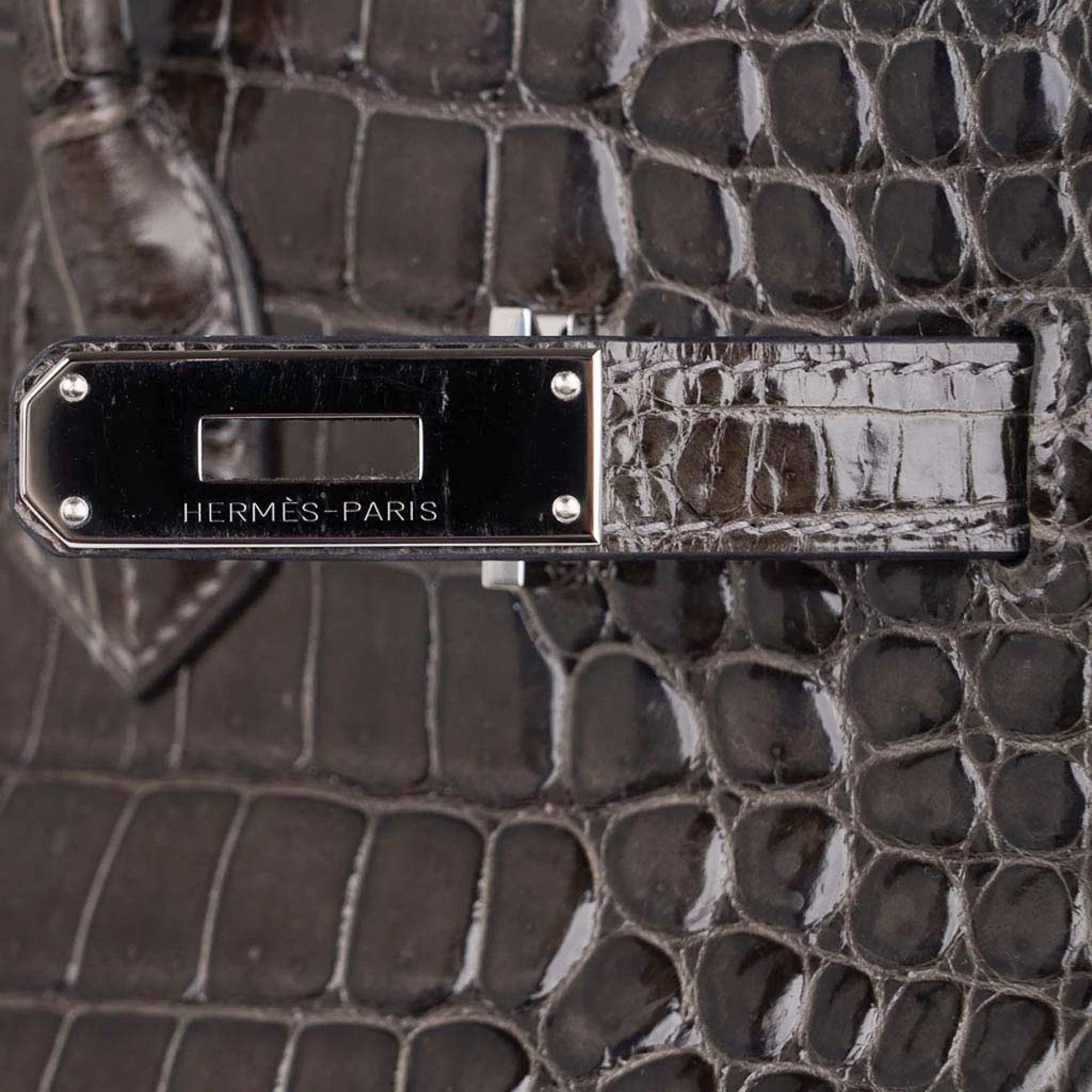 Special Order HSS Birkin 35 Bag Gris Fonce Porosus Crocodile with Palladium Hardware