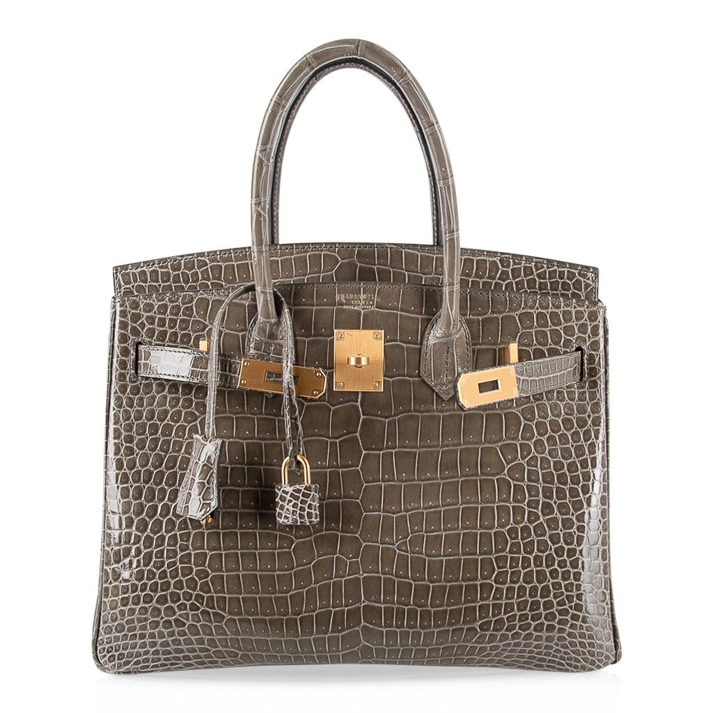 Birkin HSS 30 Bag Gris Tourterelle / Blue Sapphire Porosus Crocodile Limited Edition