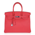 Birkin 35 Bag Rose Jaipur Clemence Leather with Palladium Hardware