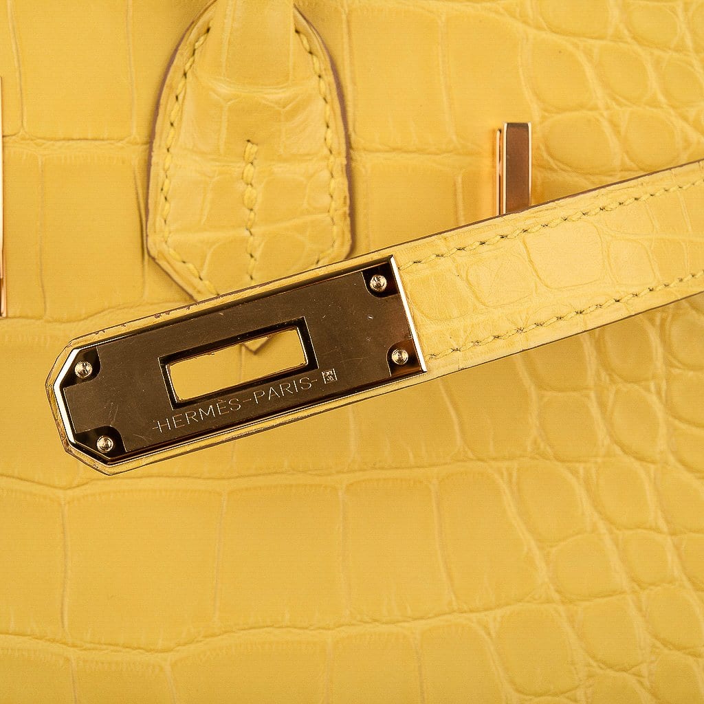 Birkin 30 Bag Mimosa Matte Alligator Gold Hardware