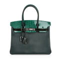 Limited Edition Birkin 30 Bag Patchwork Emerald Green Crocodile & Six Skins