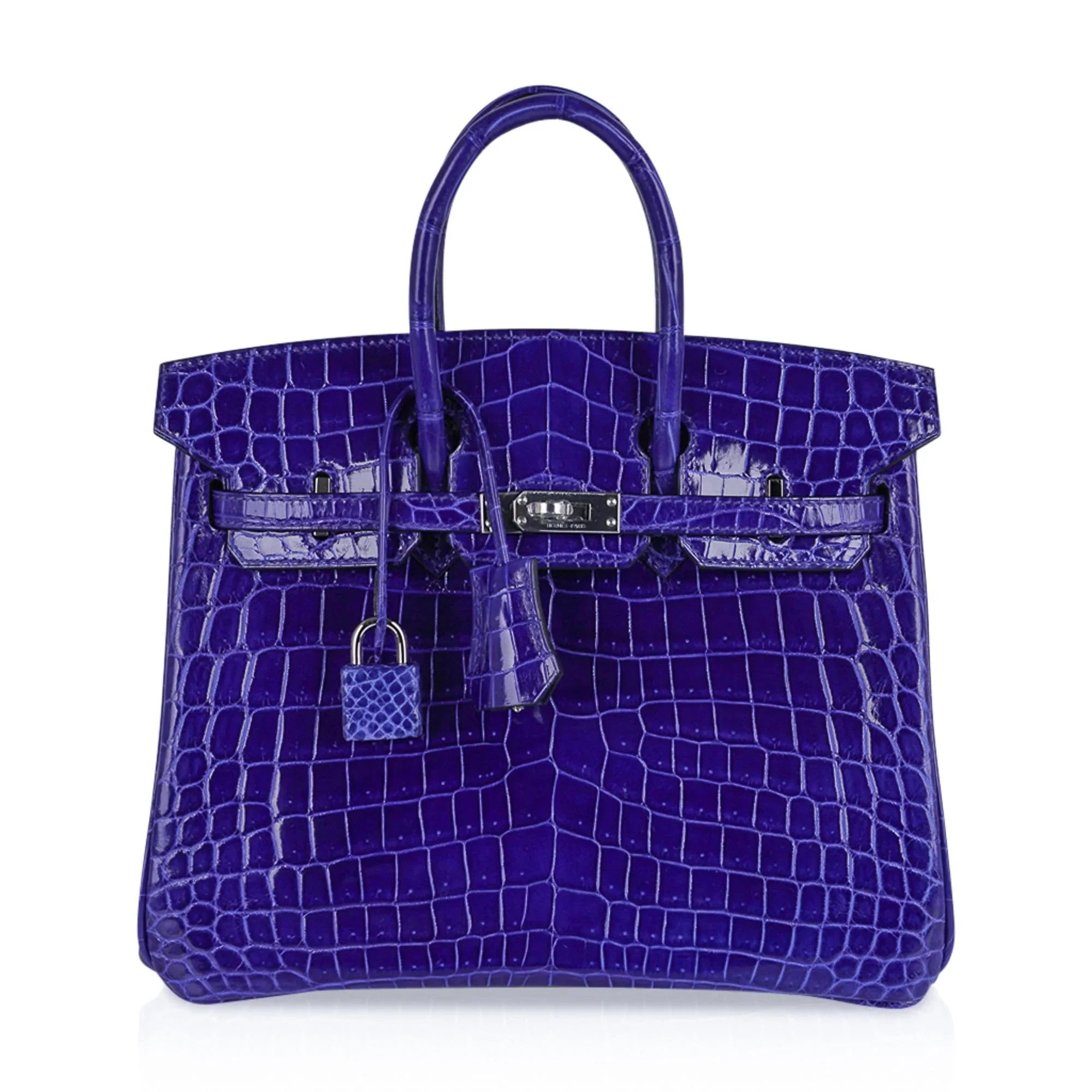 Birkin 25 Bag Blue Electric Crocodile Vivid Jewel Palladium Hardware