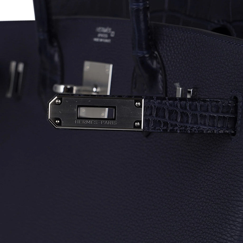 Birkin 30 Touch Blue Indigo Matte Alligator Bag Palladium Hardware