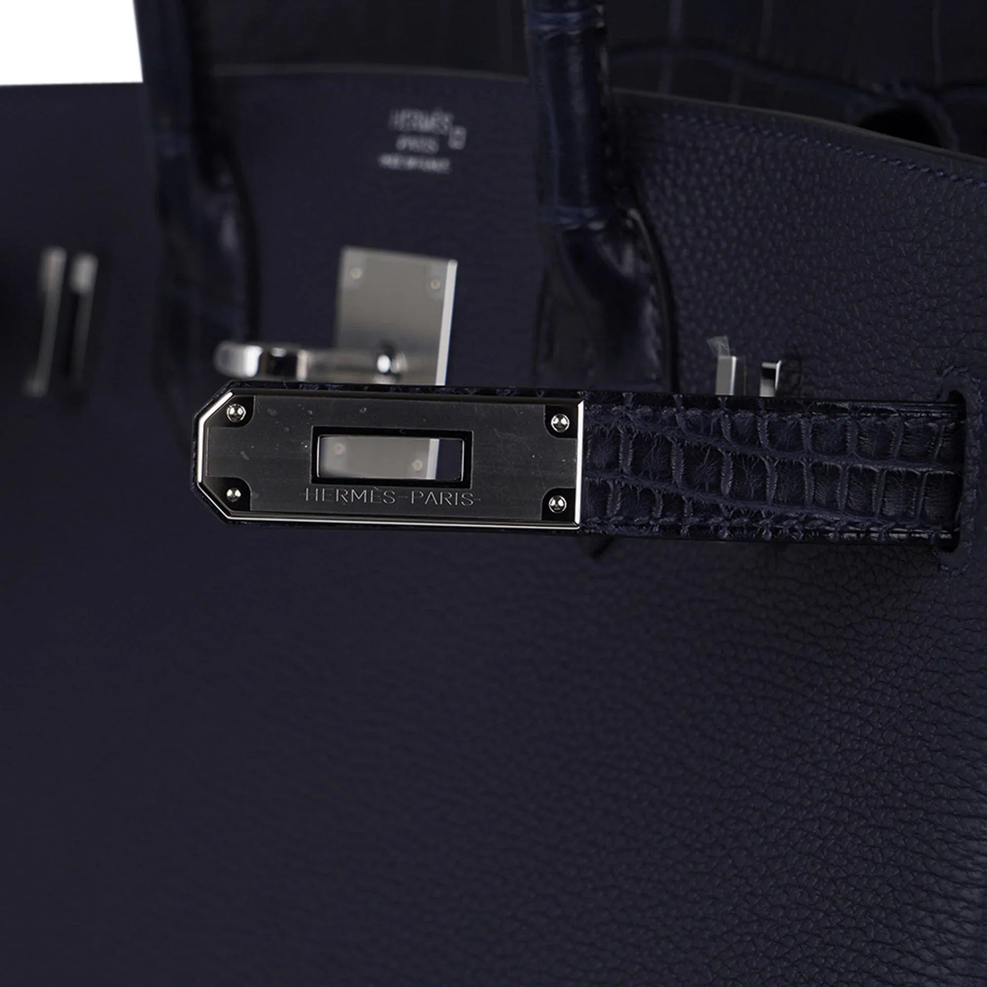 Birkin 30 Touch Blue Indigo Matte Alligator Bag Palladium Hardware