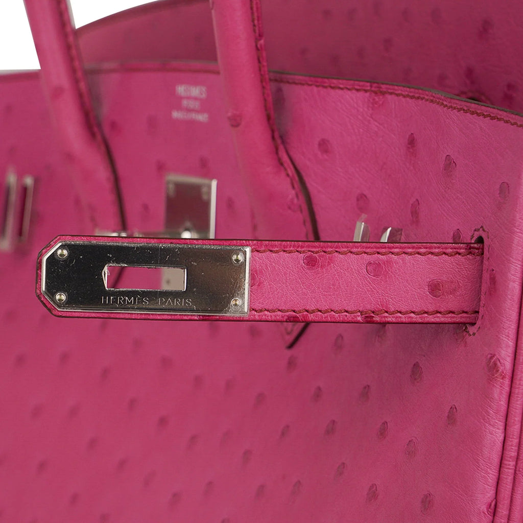 Birkin 35 Bag Fuchsia Ostrich Palladium Hardware