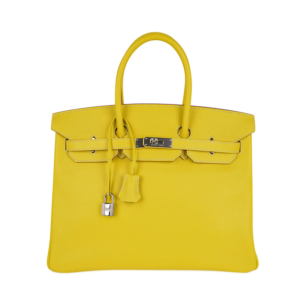 Birkin 35 Lime Candy Limited Edition Bag Epsom Palladium