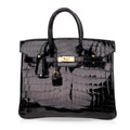 Birkin 25 Bag Black Crocodile Lisse Gold Hardware