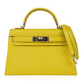 Kelly 20 Mini Sellier Bag Lime Chevre Leather Palladium