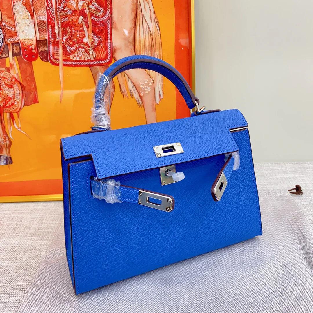Kelly 2nd-Generation Epsom Blue Royal Palladium Hardware