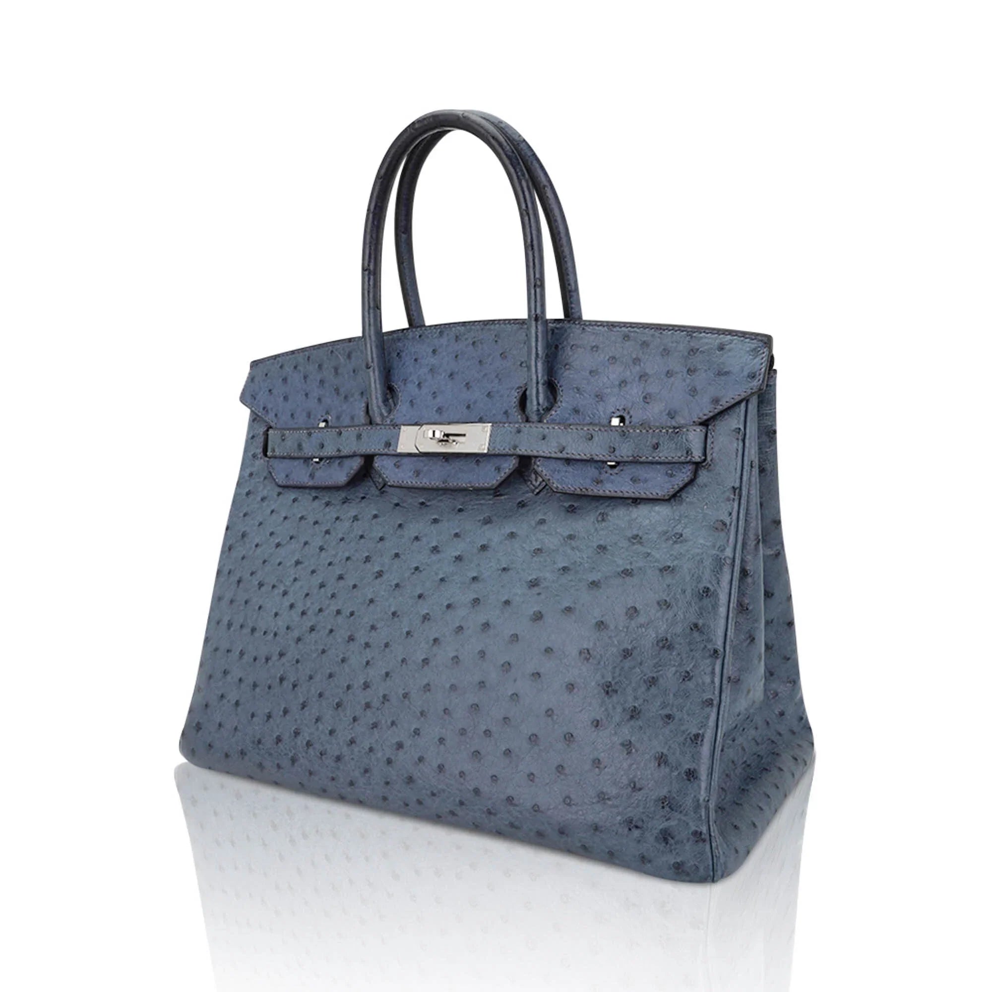 Birkin Vintage 35 Bag Blue Roi Ostrich Palladium Hardware