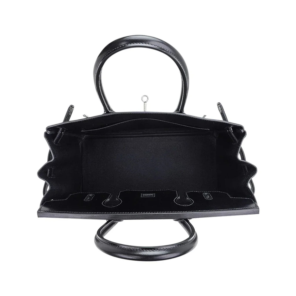 Birkin 30 Black Box Leather Bag Palladium Hardware