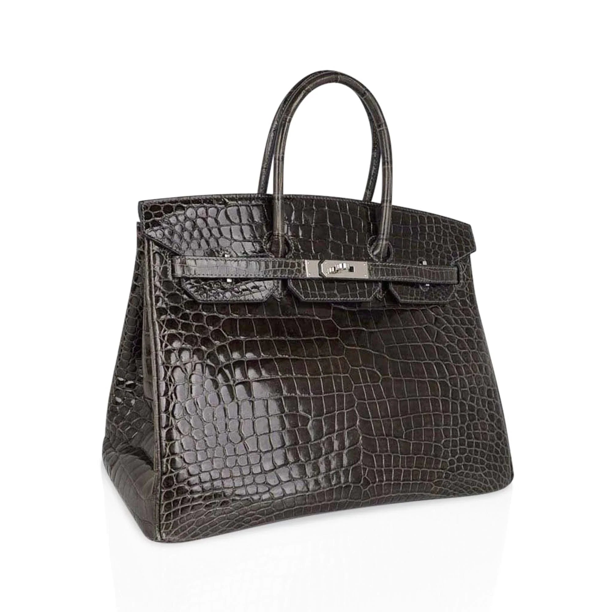 Special Order HSS Birkin 35 Bag Gris Fonce Porosus Crocodile with Palladium Hardware