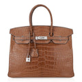 Diamond Birkin 35 Bag Fauve Barenia Matte Alligator Rare