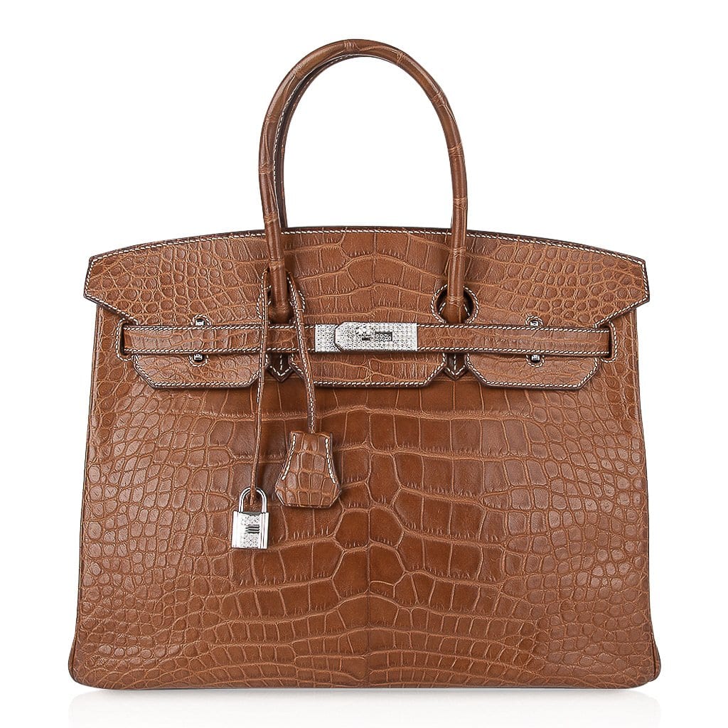 Diamond Birkin 35 Bag Fauve Barenia Matte Alligator Rare