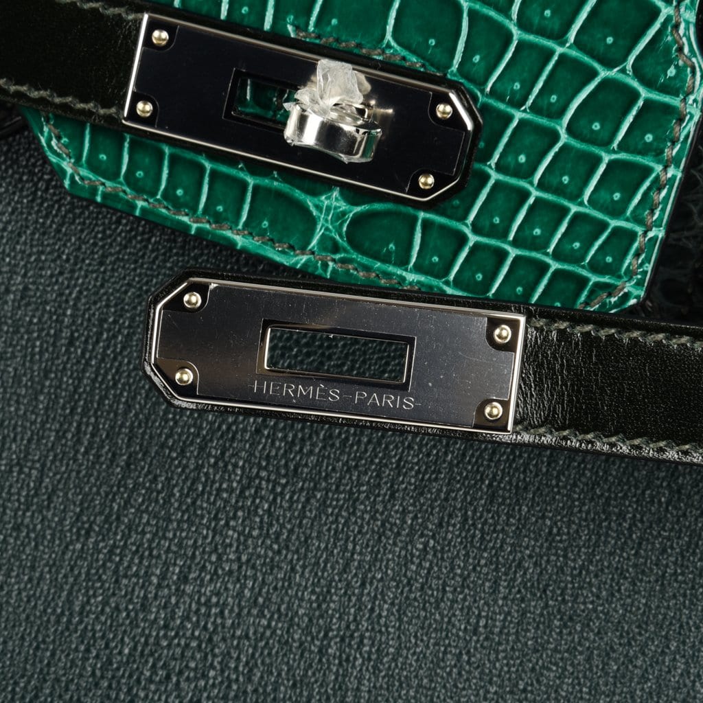 Limited Edition Birkin 30 Bag Patchwork Emerald Green Crocodile & Six Skins