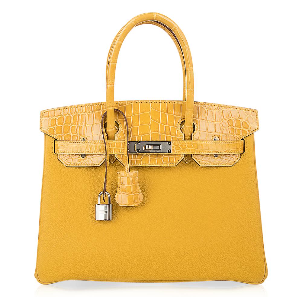 Birkin Touch 30 Bag Jaune Ambre Crocodile / Togo Limited Edition