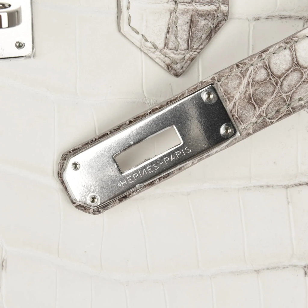 Birkin 35 Himalaya Blanc Crocodile Palladium Hardware