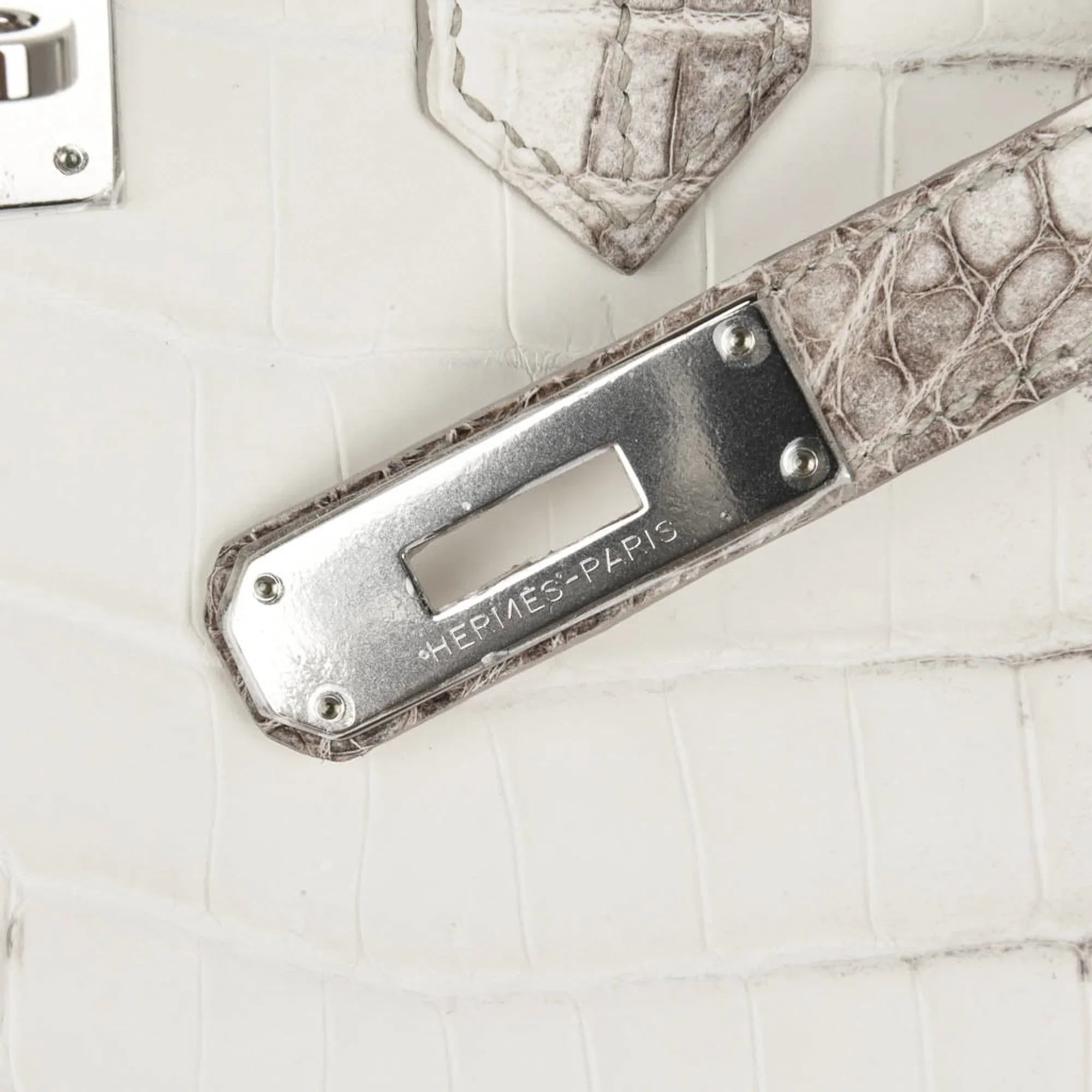 Birkin 35 Himalaya Blanc Crocodile Palladium Hardware