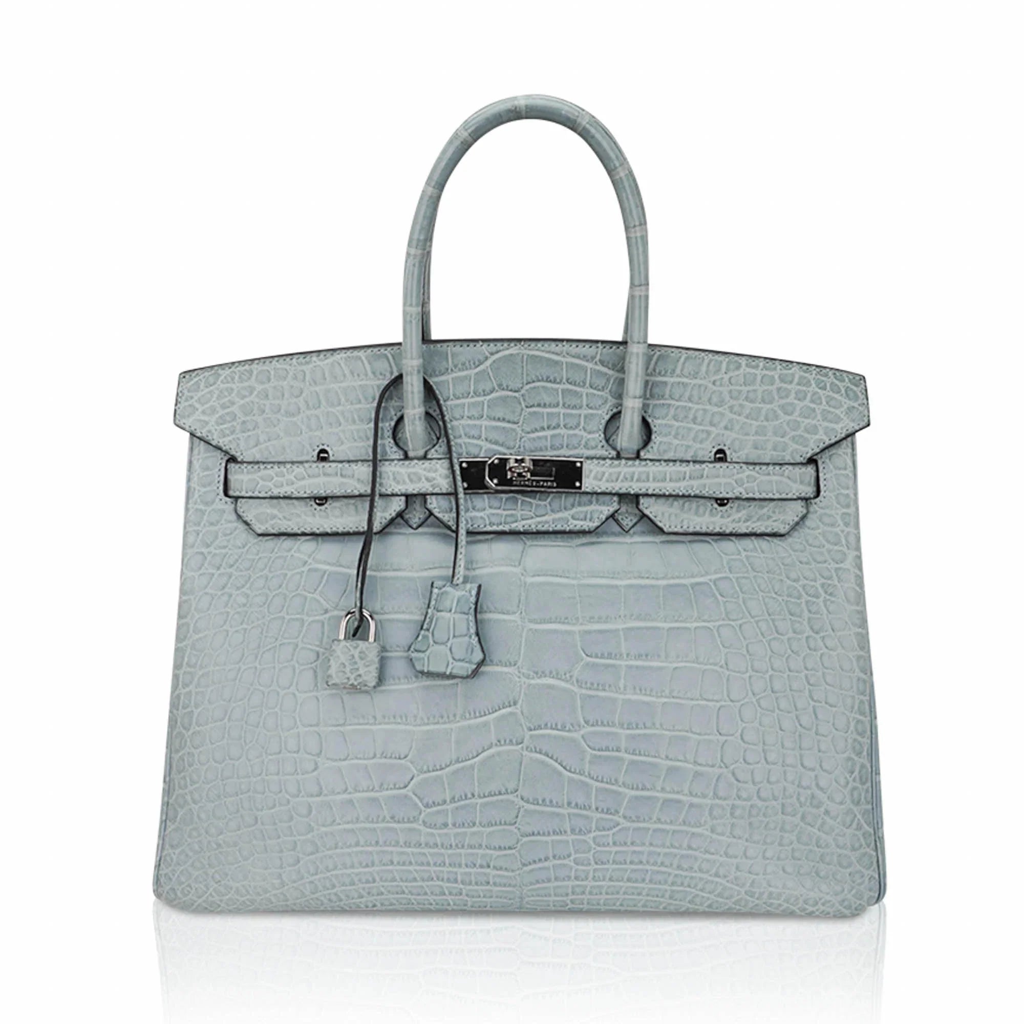 Limited Edition Birkin 35 Bag Ciel Matte Alligator with Palladium Hardware