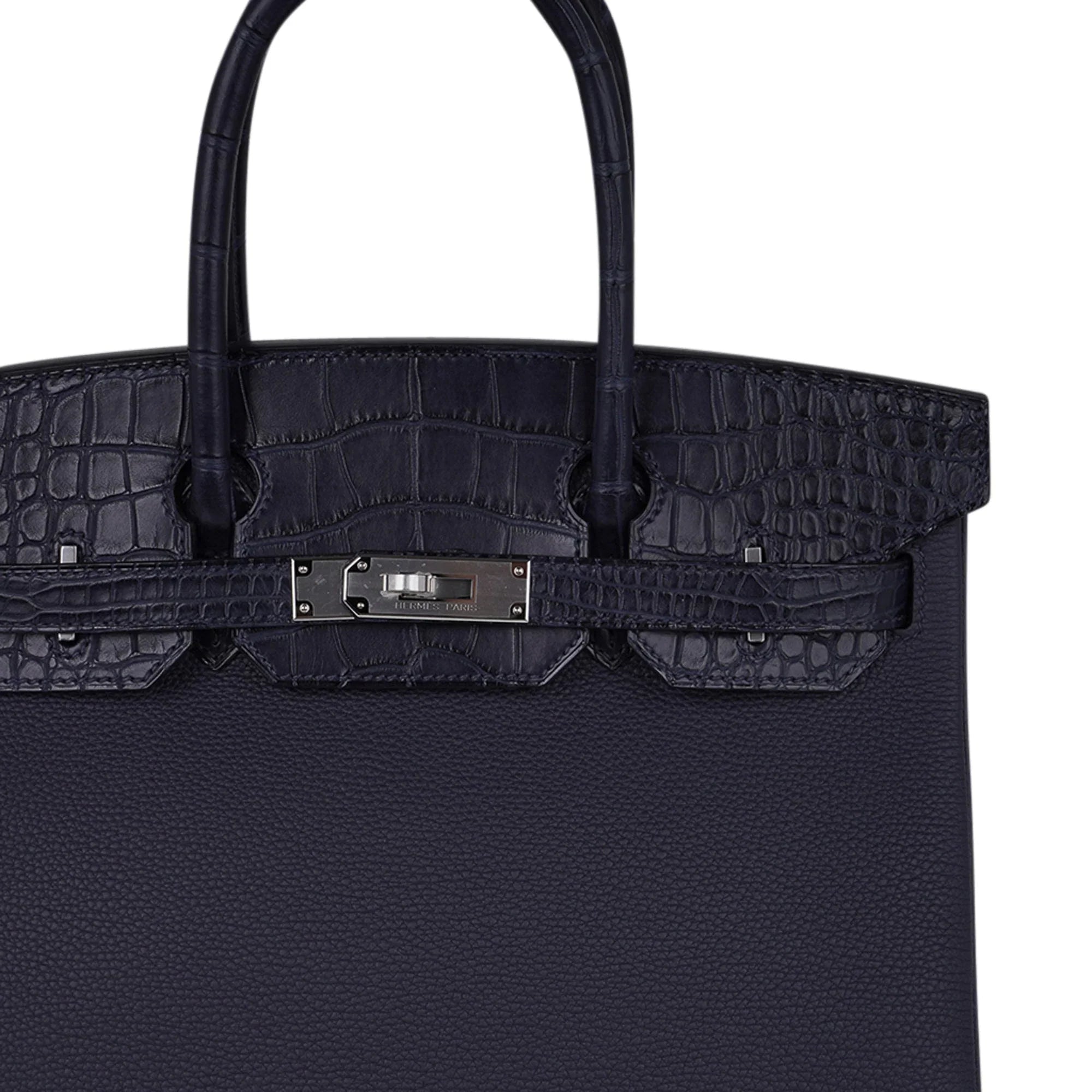 Birkin 30 Touch Blue Indigo Matte Alligator Bag Palladium Hardware