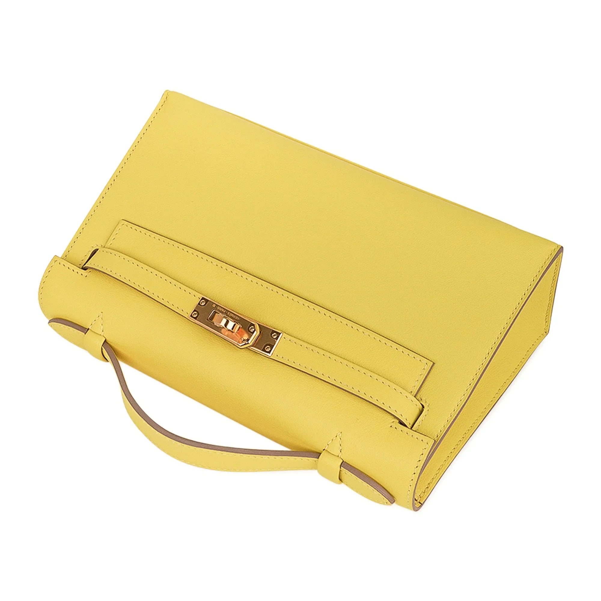 Kelly Pochette Bag Lime Clutch Gold Hardware Swift Leather