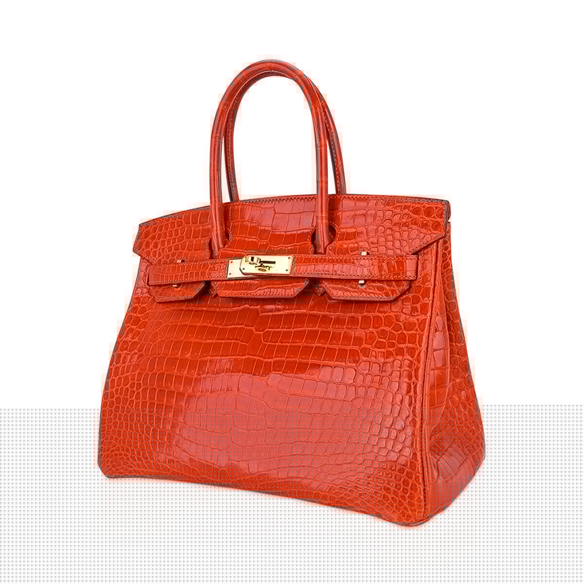 Birkin 30 Bag Orange Poppy Porosus Crocodile with Gold Hardware