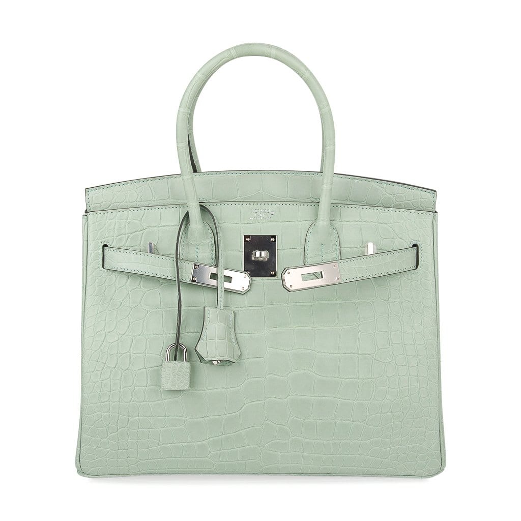Birkin 30 Bag Vert D’eau Matte Alligator Palladium Hardware