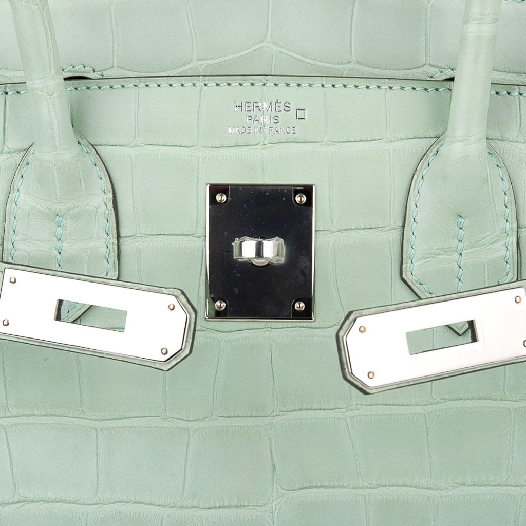 Birkin 30 Bag Vert D’eau Matte Alligator Palladium Hardware