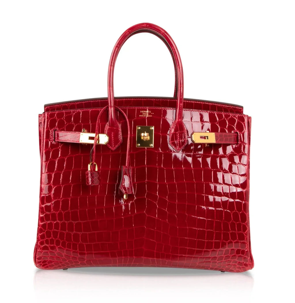 Birkin 35 Braise Lipstick Red Crocodile Gold Hardware