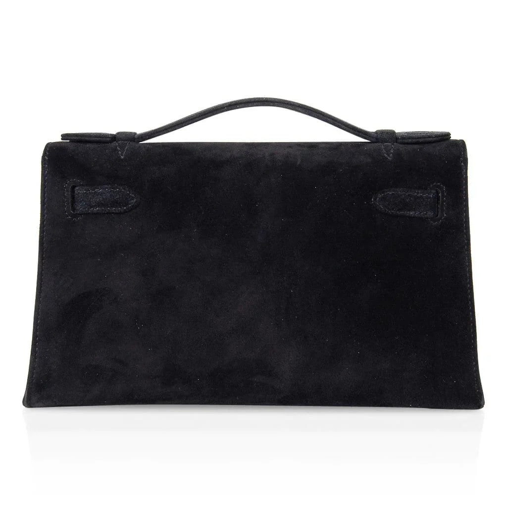 Kelly Pochette Black Doblis Suede Palladium