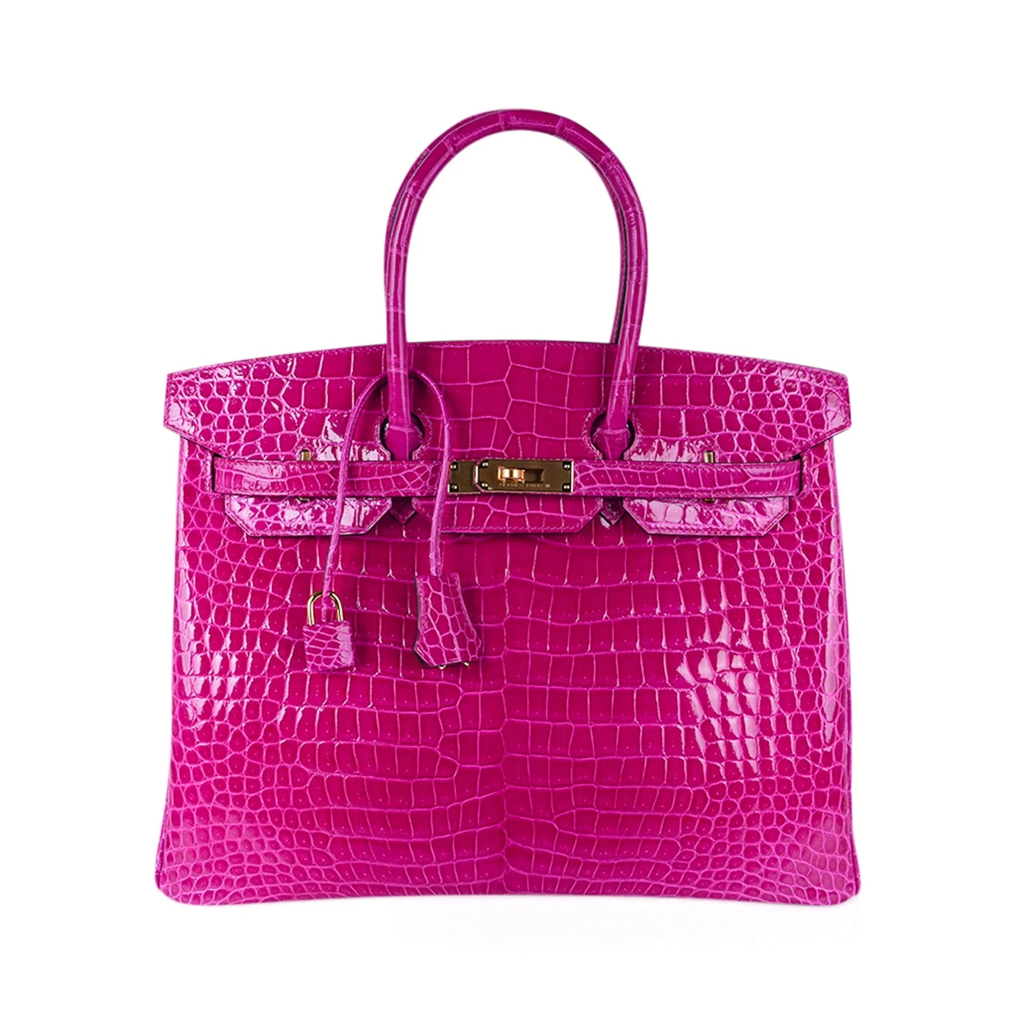 Birkin 35 Rose Scheherazade Porosus Crocodile Bag Gold Hardware