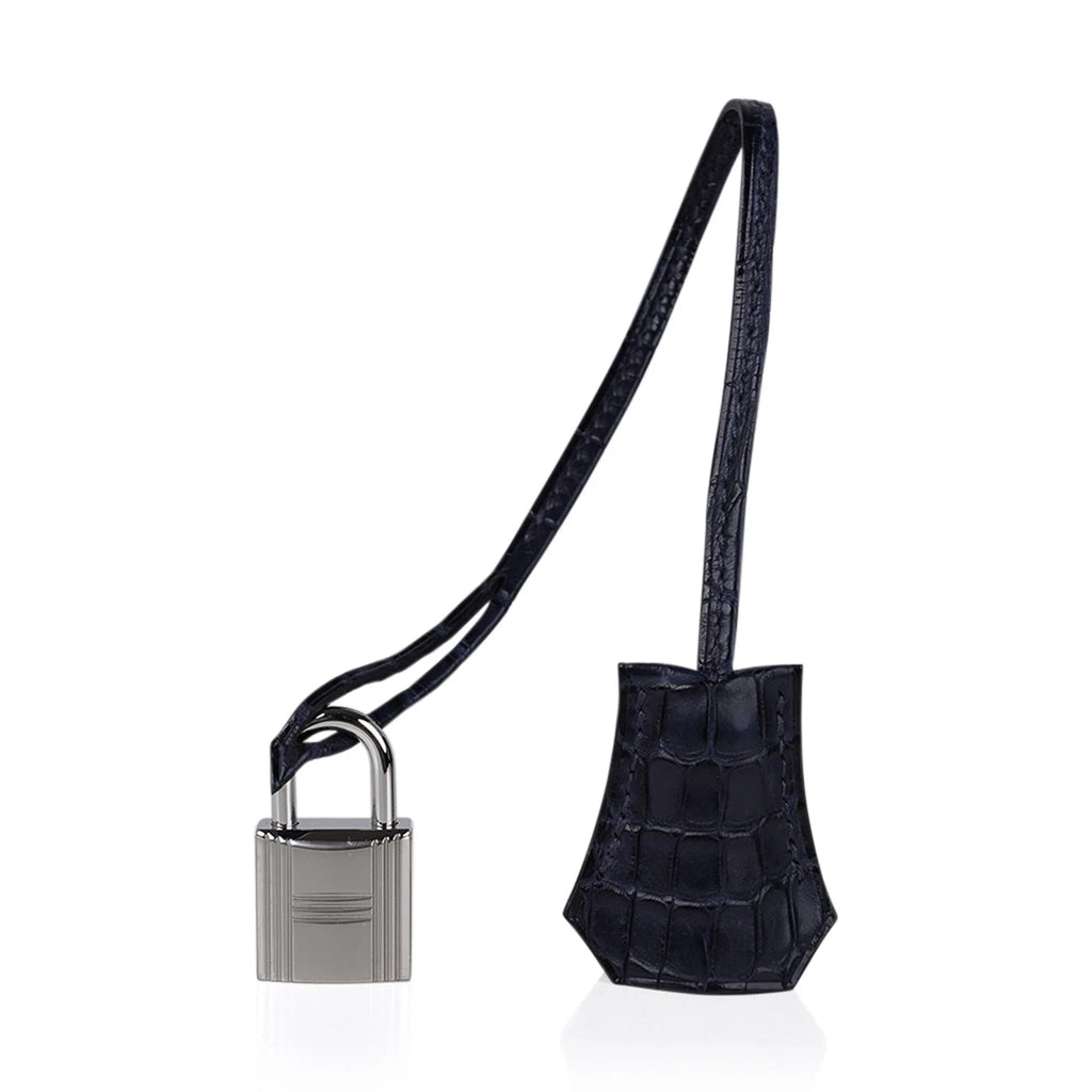 Birkin 30 Touch Blue Indigo Matte Alligator Bag Palladium Hardware