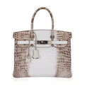 Birkin 30 Bag Himalaya Blanc Crocodile Palladium Hardware