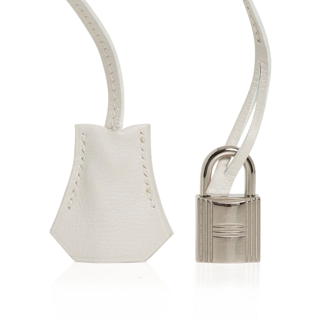 Kelly Ado 28 Bag White Evergrain Palladium Hardware