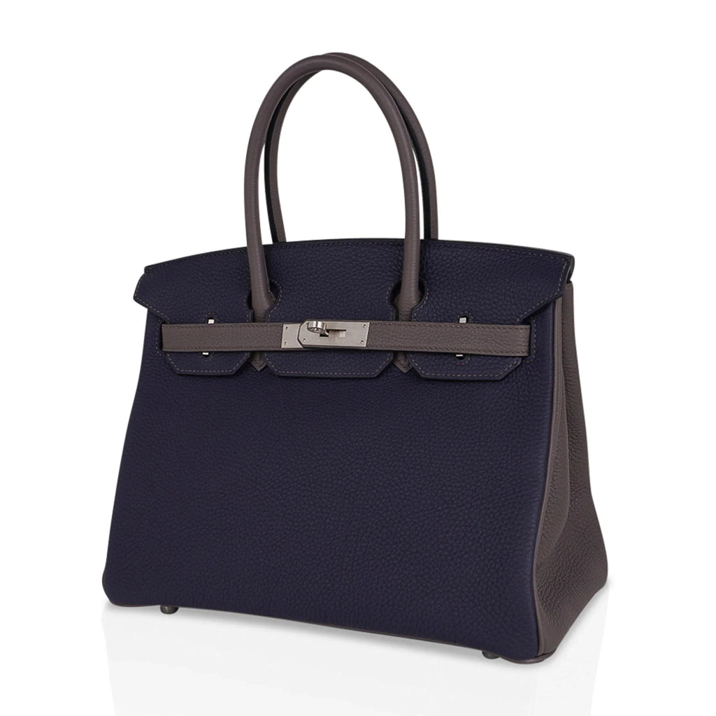 Special Order HSS Birkin 30 Bag Blue Nuit & Etain Togo Leather with Brushed Palladium Hardware