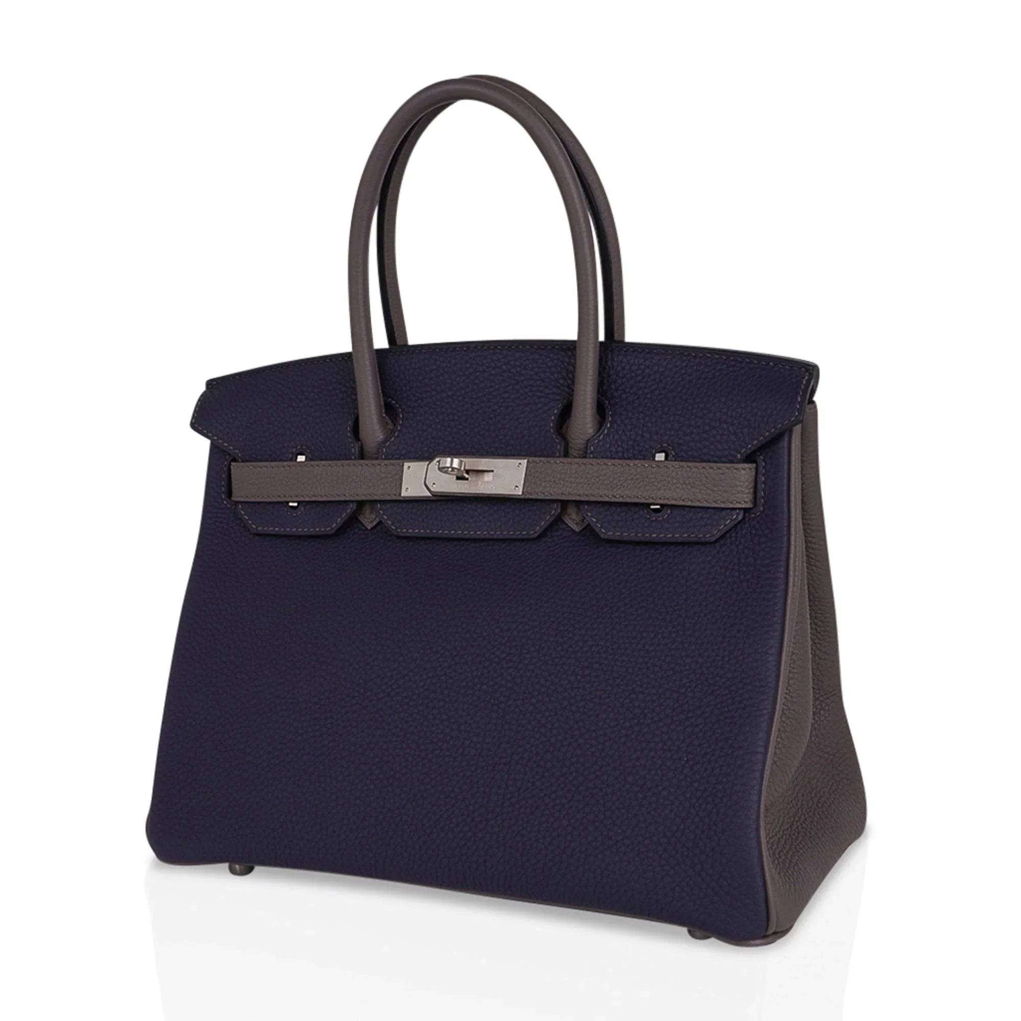Special Order HSS Birkin 30 Bag Blue Nuit & Etain Togo Leather with Brushed Palladium Hardware