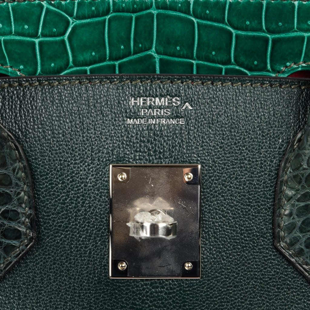 Limited Edition Birkin 30 Bag Patchwork Emerald Green Crocodile & Six Skins
