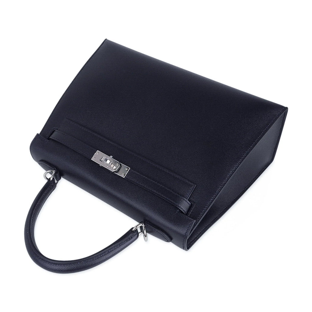 Verso Kelly Sellier 25 Bag Bleu de Minuit & Etrusque Veau Madame Leather with Palladium Hardware