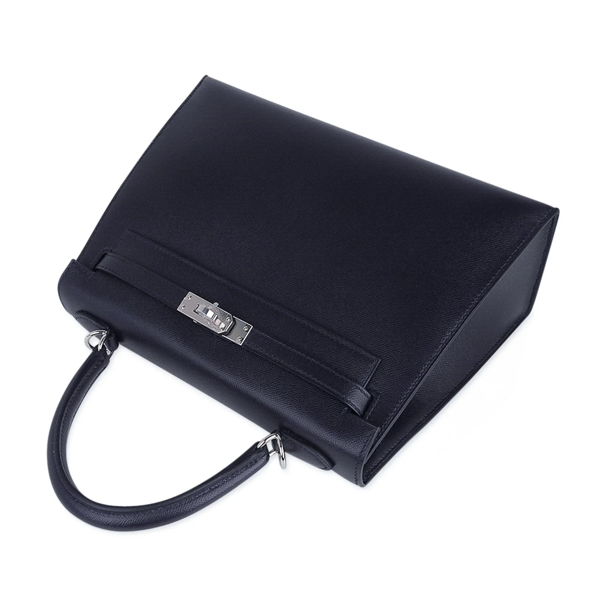 Verso Kelly Sellier 25 Bag Bleu de Minuit & Etrusque Veau Madame Leather with Palladium Hardware