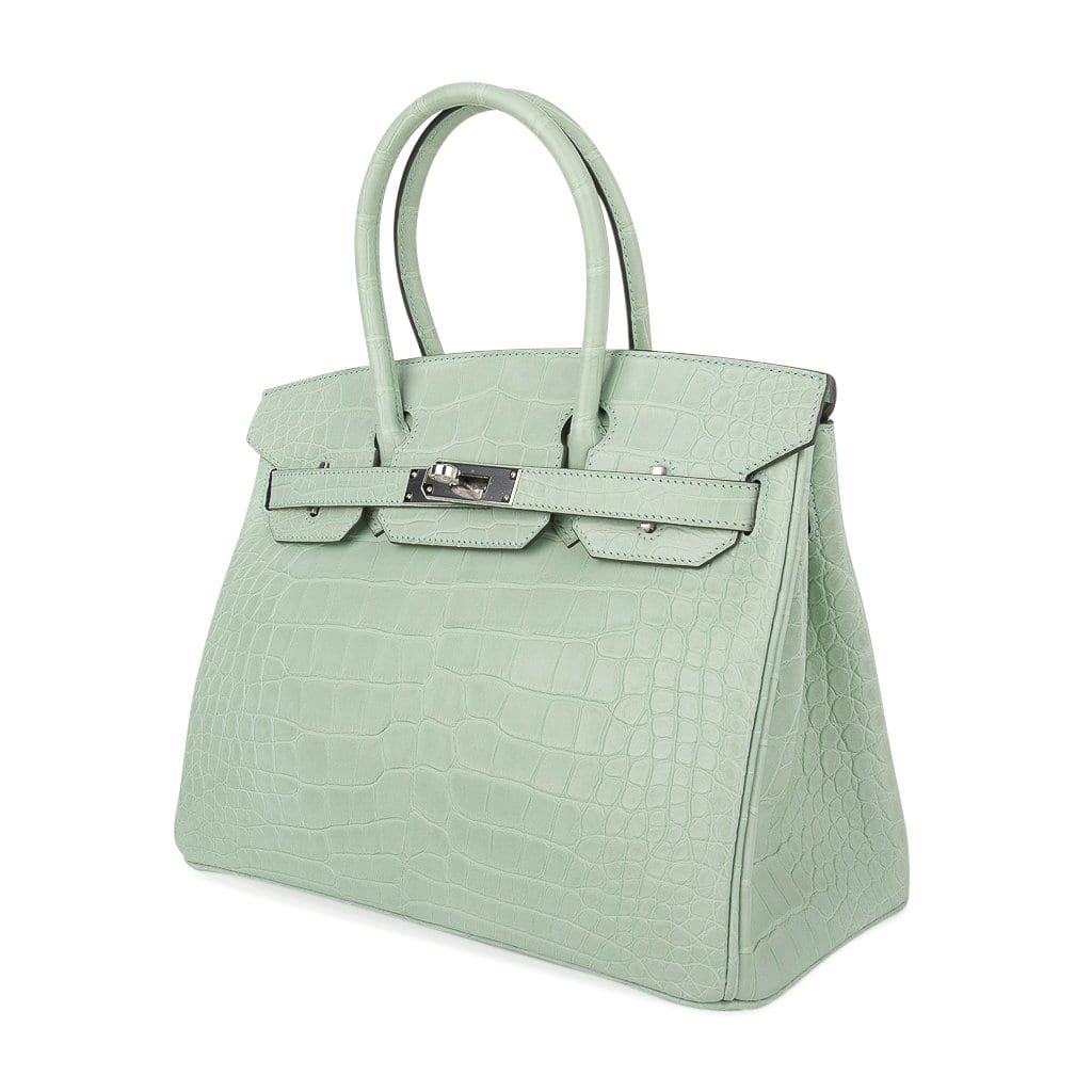 Birkin 30 Bag Vert D’eau Matte Alligator Palladium Hardware